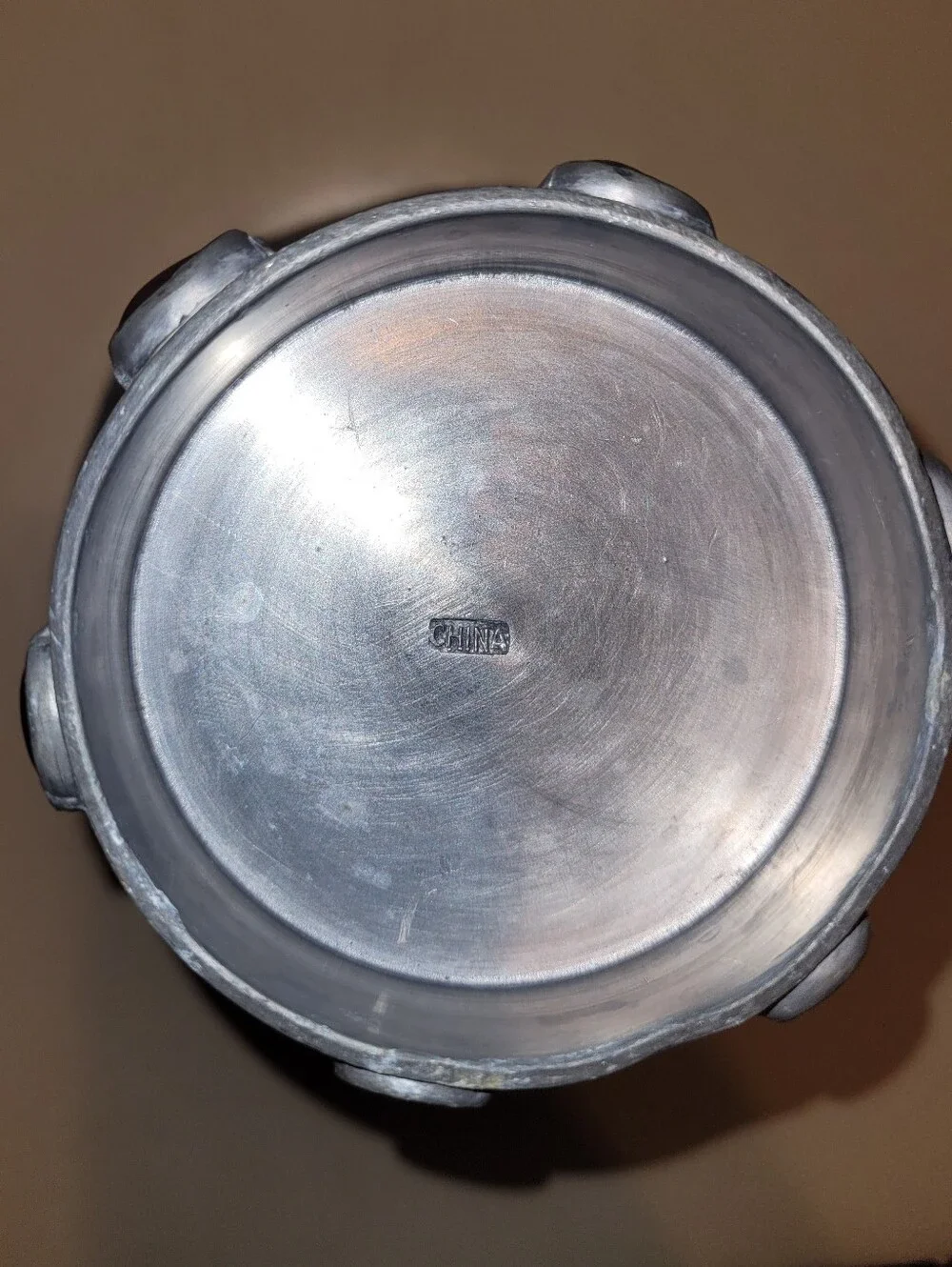 Chinese pewter vase With semi-precious stones From 1900 -1949.
